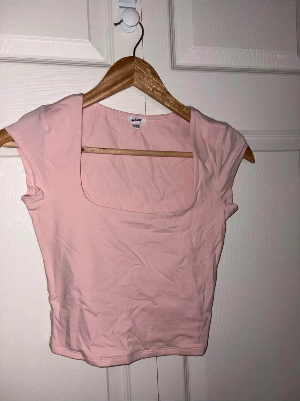 Garage Light Pink Scoop Neck Short Sleeve Top